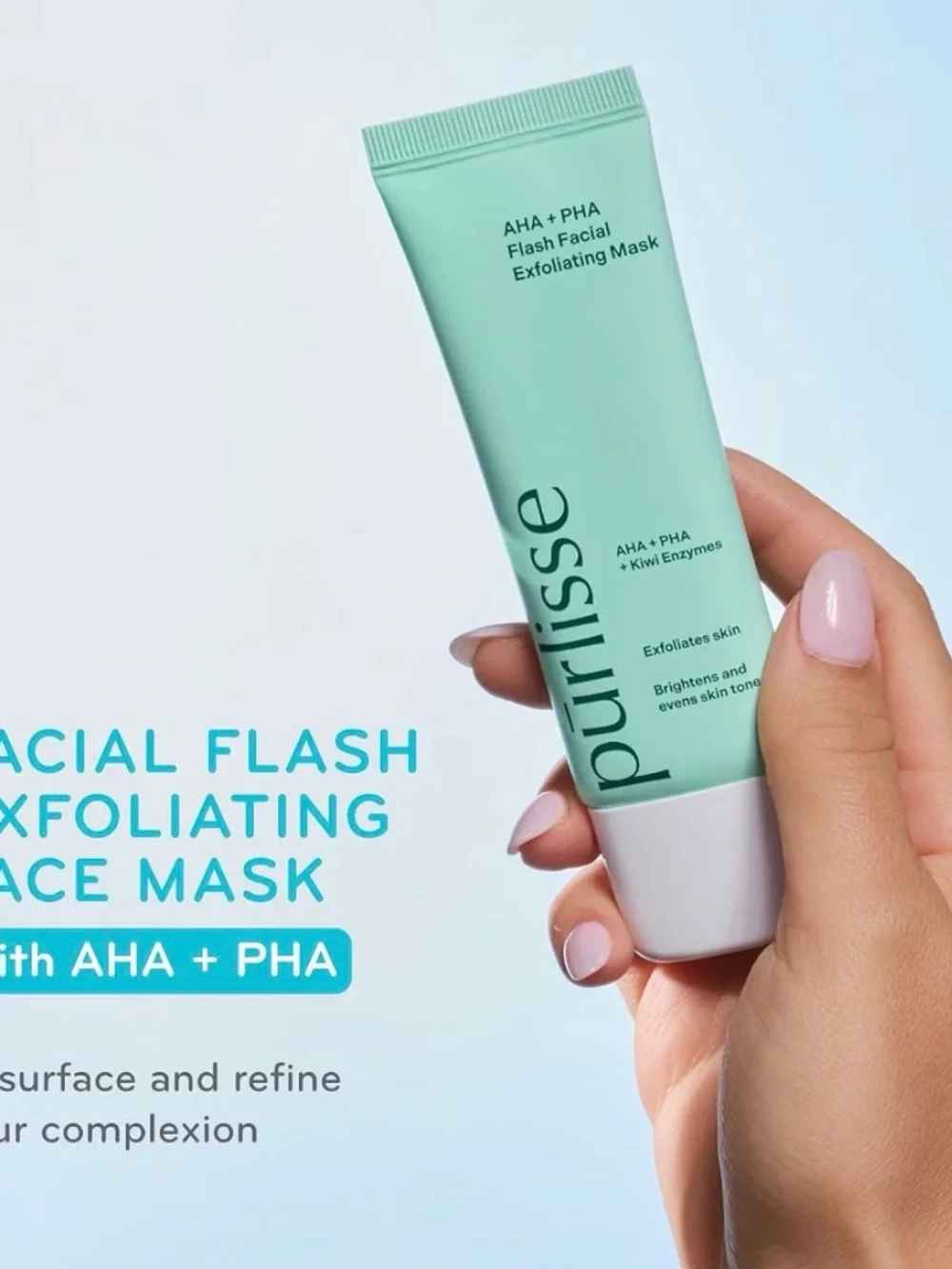 purlisse Flash Facial Exfoliating Mask with AHA,PHA and kiwi enzymes